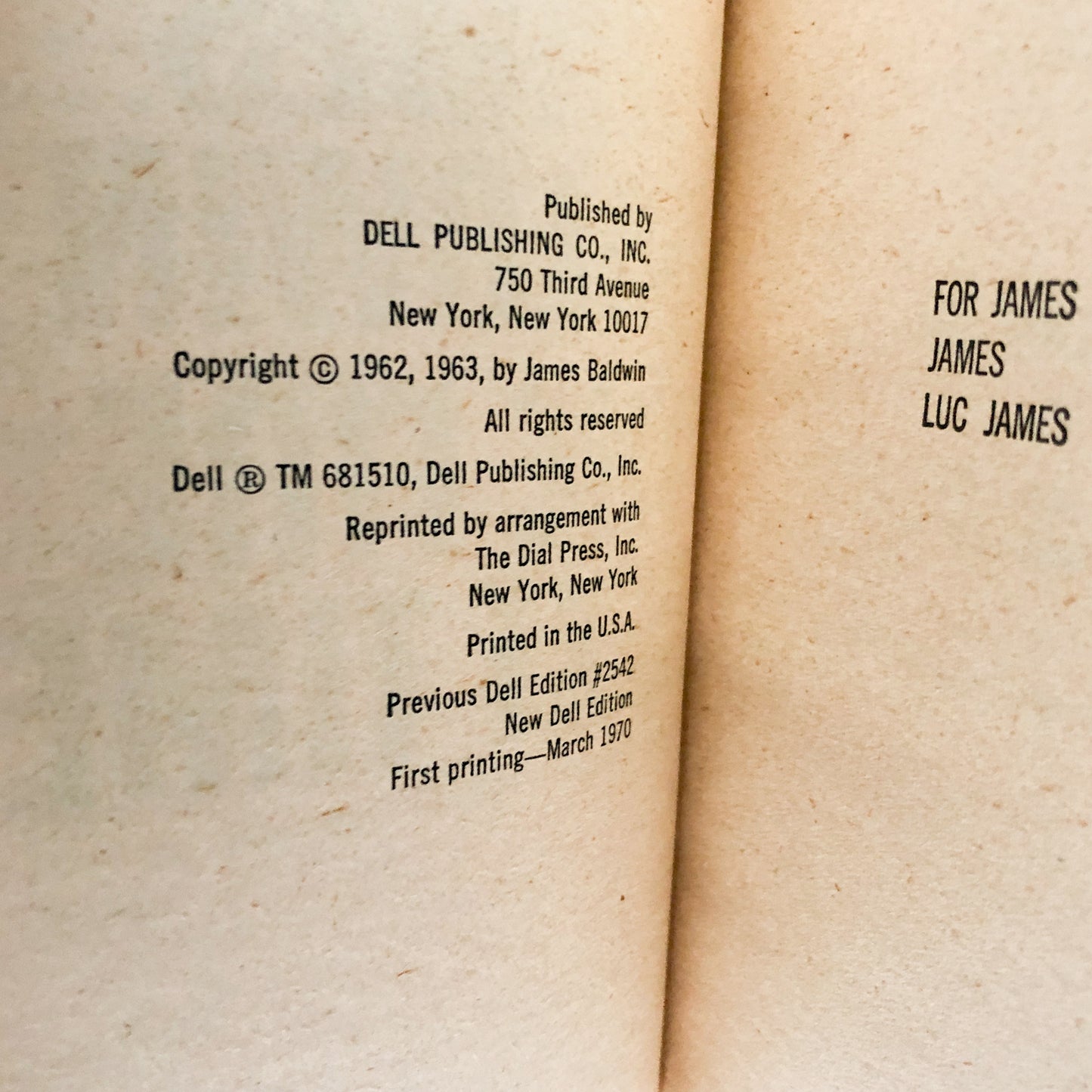 The Fire Next Time by James Baldwin [RARE DELL PAPERBACK / 1970]