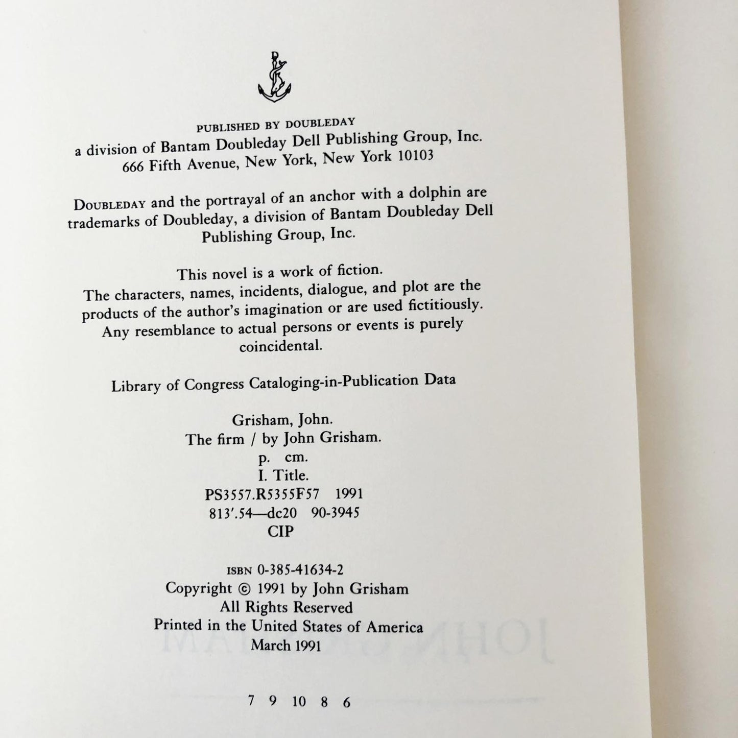 The Firm by John Grisham [FIRST EDITION] 1991 • 6th Printing • Doubleday