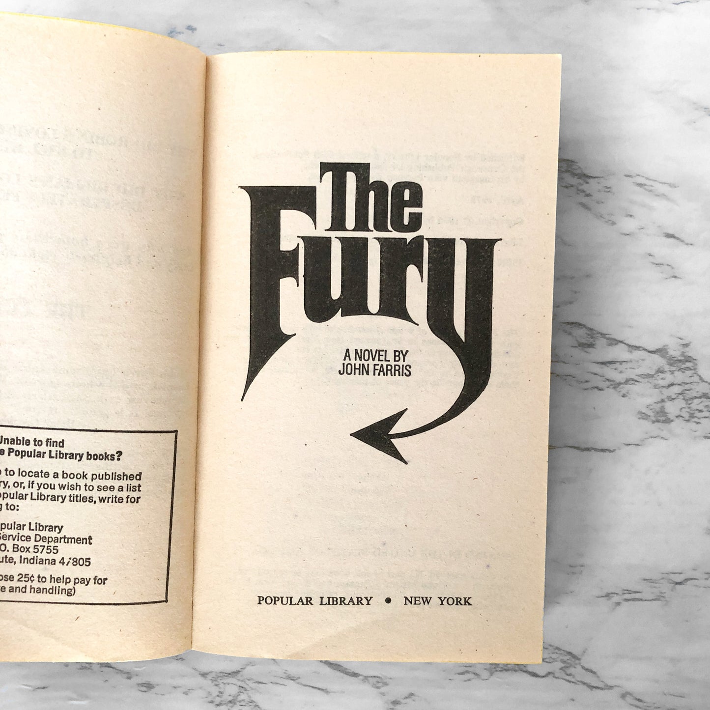 The Fury by John Farris [1978 MOVIE TIE-IN PAPERBACK]