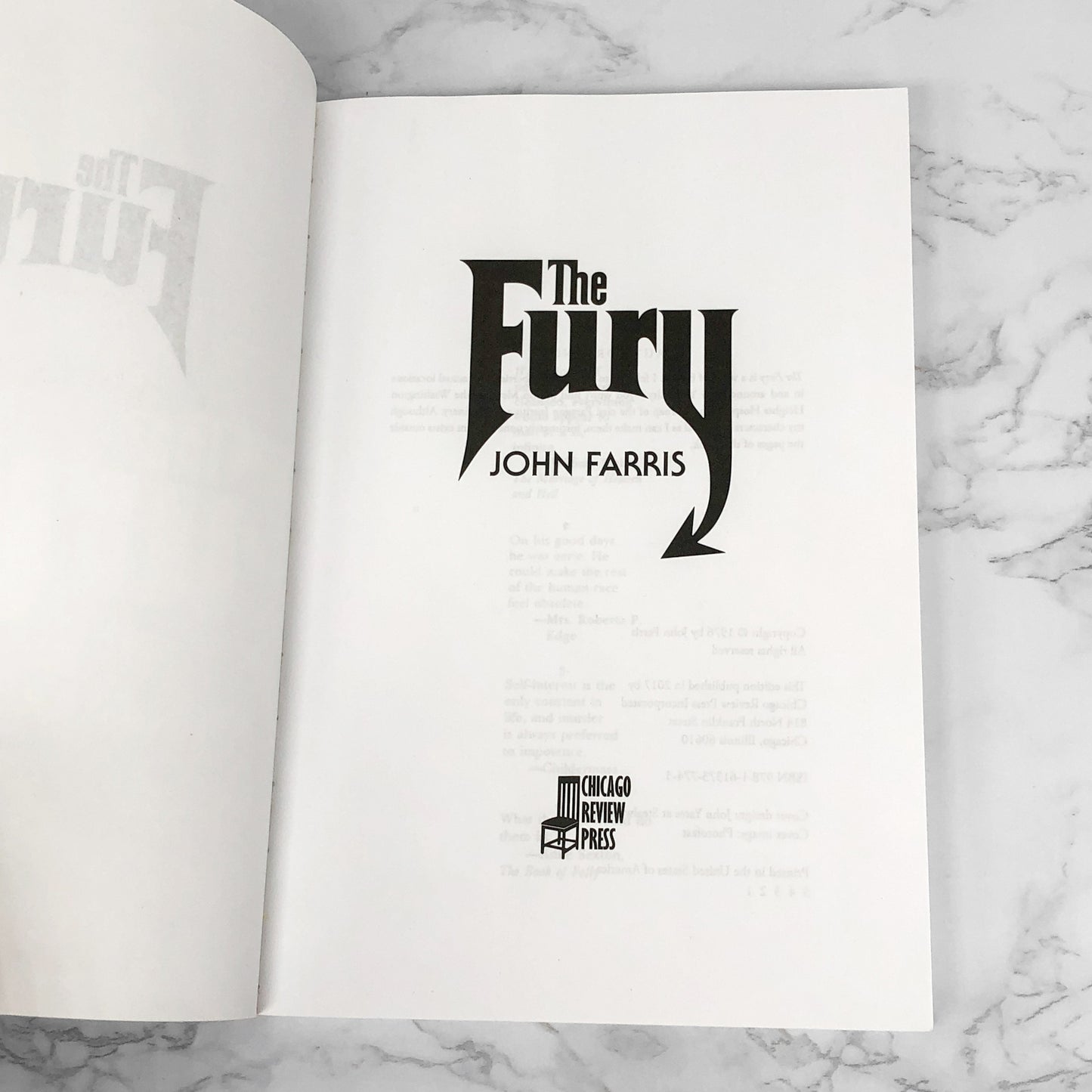 The Fury by John Farris [XL TRADE PAPERBACK] 2017 • Chicago Review Press