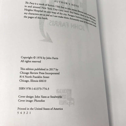 The Fury by John Farris [XL TRADE PAPERBACK] 2017 • Chicago Review Press