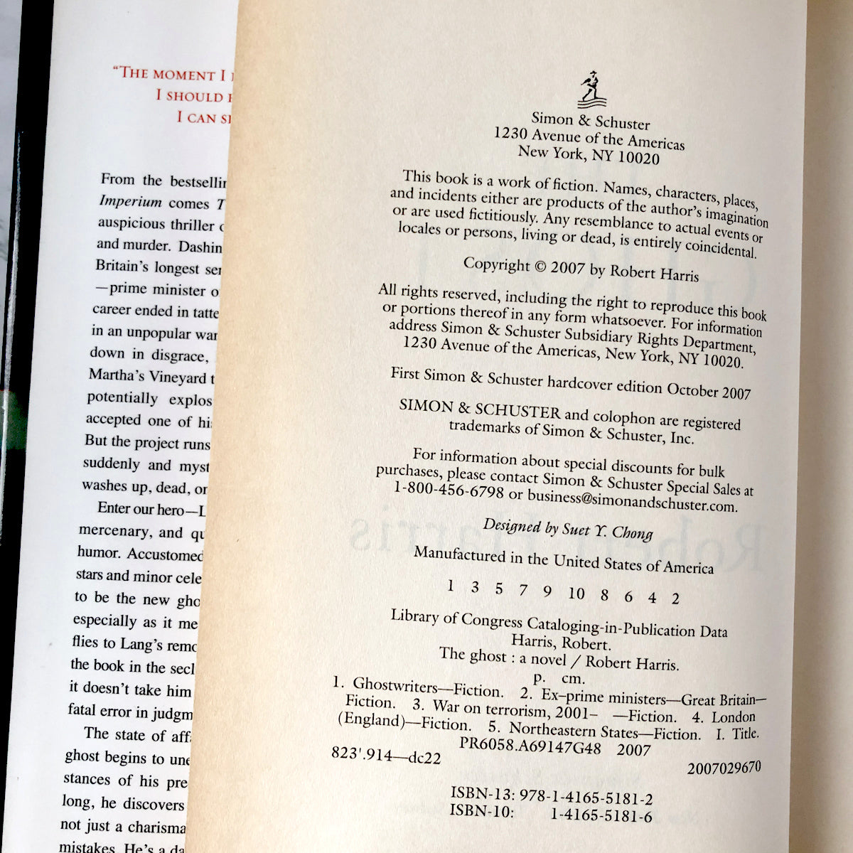 The Ghost by Robert Harris [FIRST EDITION / FIRST PRINTING] - Bookshop Apocalypse