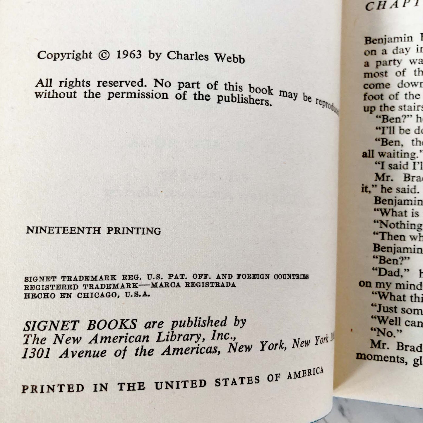 The Graduate by Charles Webb [1963 PAPERBACK]