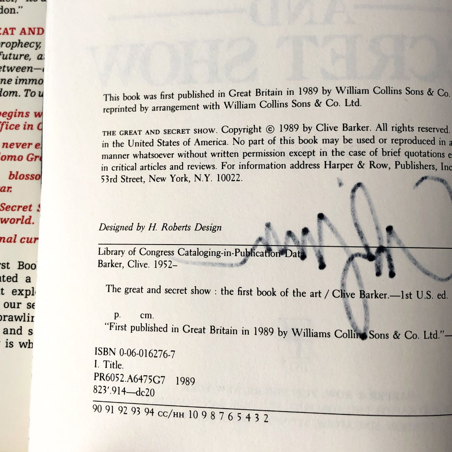 The Great and Secret Show by Clive Barker SIGNED! [FIRST EDITION]