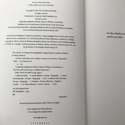 The Hare with Amber Eyes by Edmund de Waal [FIRST ILLUSTRATED EDITION] 2012 Hardcover