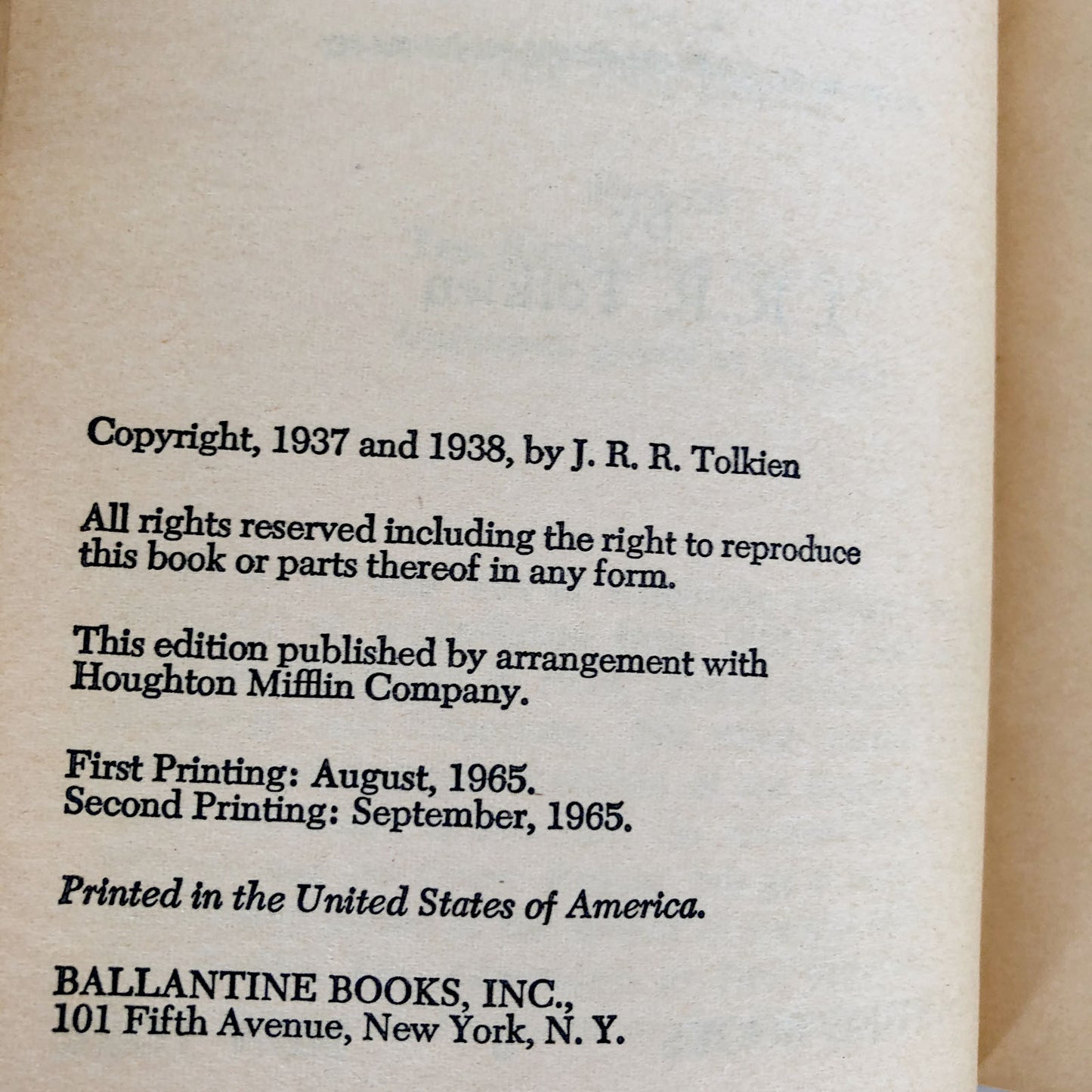 The Hobbit by J.R.R. Tolkien [SECOND PAPERBACK PRINTING / 1965]