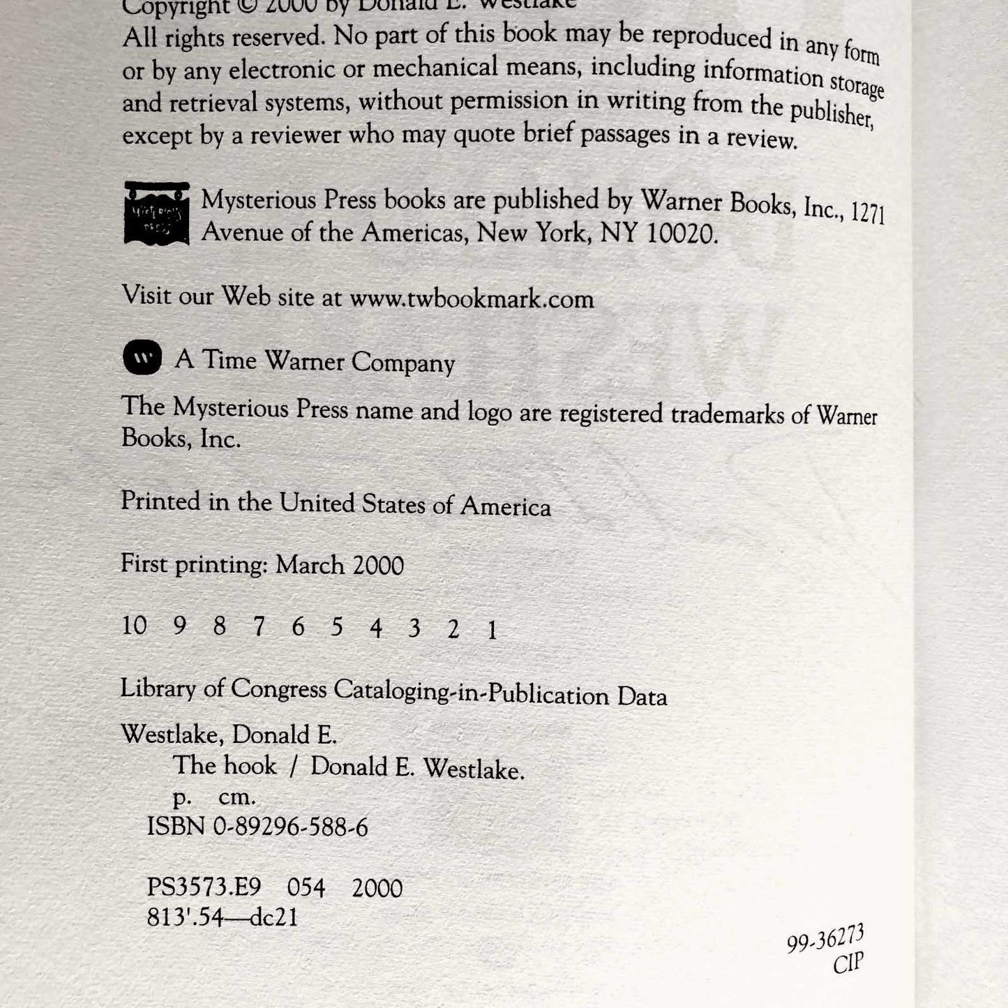 The Hook by Donald E. Westlake SIGNED! [FIRST EDITION / FIRST PRINTING]