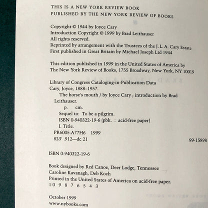 The Horse's Mouth by Joyce Cary [NYRB TRADE PAPERBACK] 1999