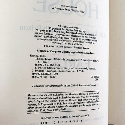 The Hot House: Life Inside Leavenworth Prison by Pete Earley [FIRST EDITION]