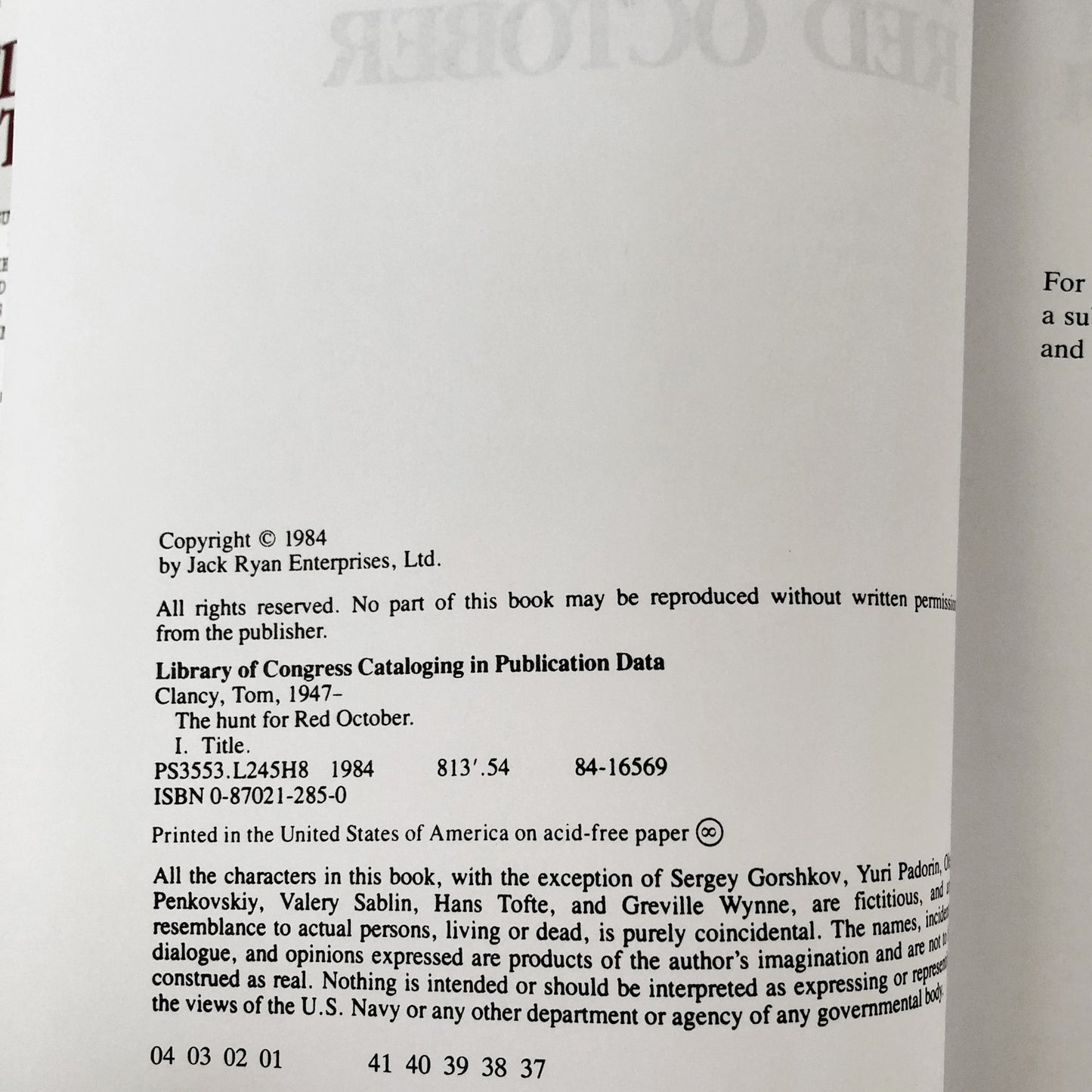 The Hunt For Red October by Tom Clancy [FIRST EDITION / 1984] Jack Ryan #3