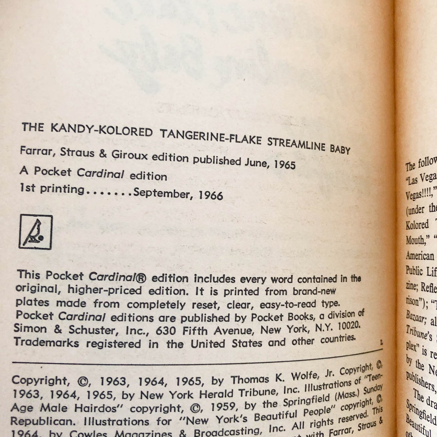 The Kandy-Kolored Tangerine-Flake Streamline Baby by Tom Wolfe [FIRST PAPERBACK PRINTING] 1966 • Pocket