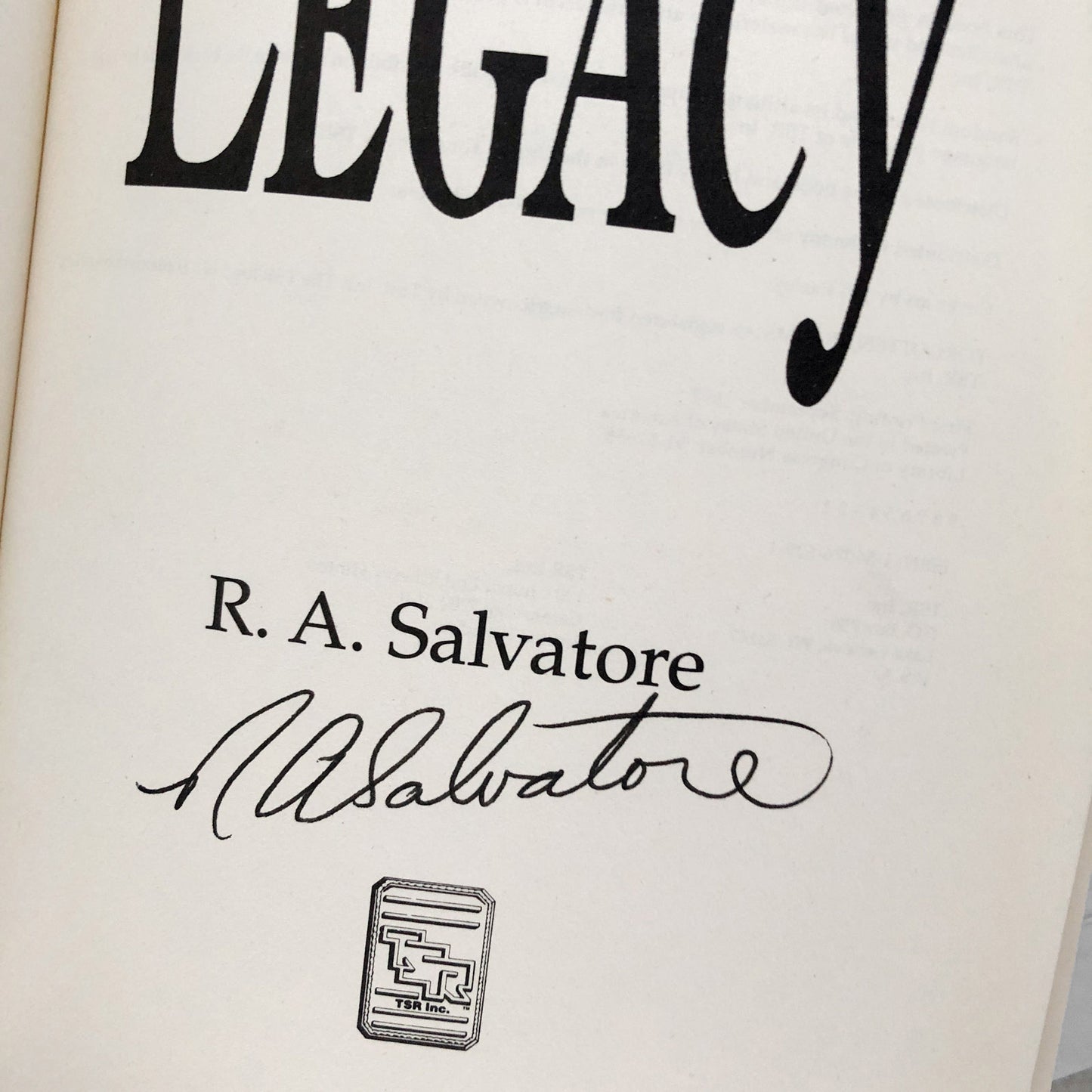 Forgotten Realms: The Legacy by R.A. Salvatore SIGNED! [FIRST EDITION]
