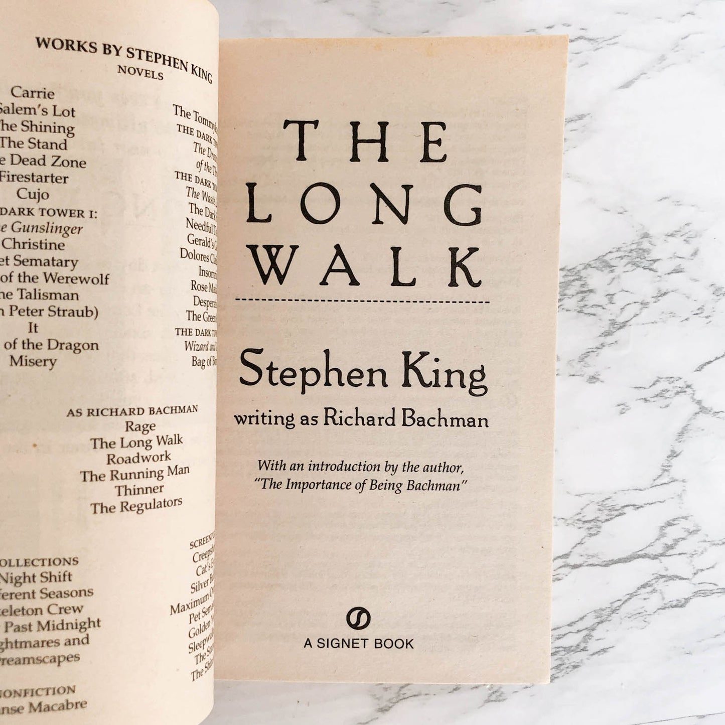 The Long Walk by Stephen King [FIRST SIGNET PRINTING / 1999]