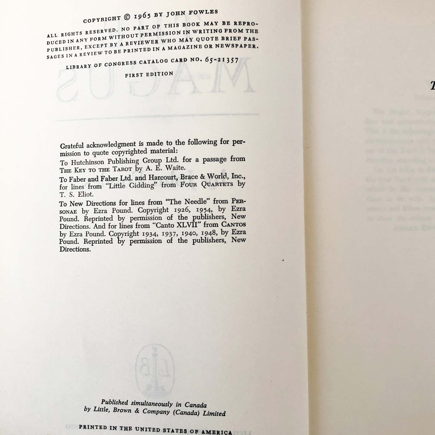 The Magus by John Fowles [FIRST EDITION / FIRST PRINTING] 1965