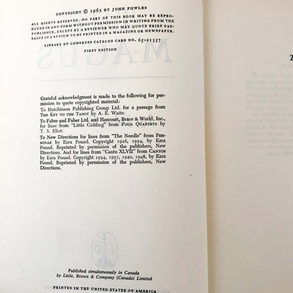 The Magus by John Fowles [FIRST EDITION / FIRST PRINTING] 1965