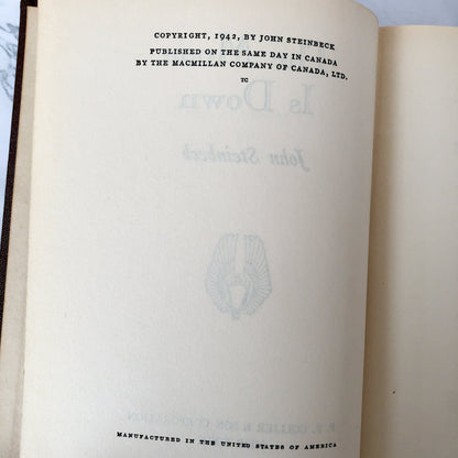 The Moon is Down and Short Stories by John Steinbeck [COLLIER HARDCOVER / 1942]