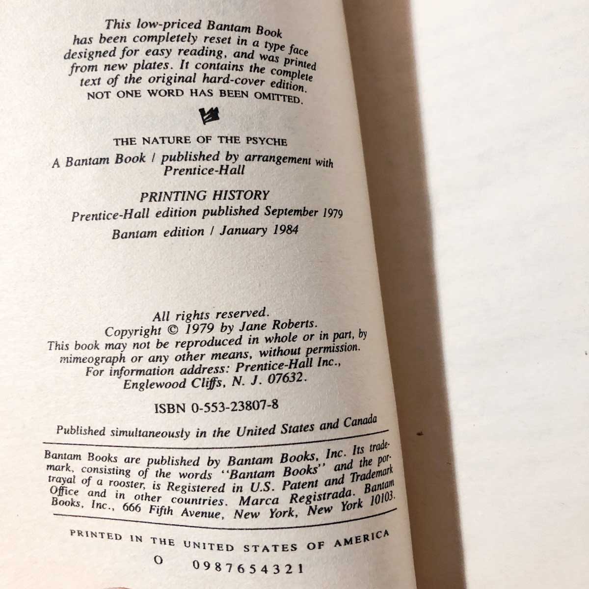 The Nature of The Psyche: Its Human Expression by Jane Roberts & Seth [FIRST PAPERBACK PRINTING] 1984