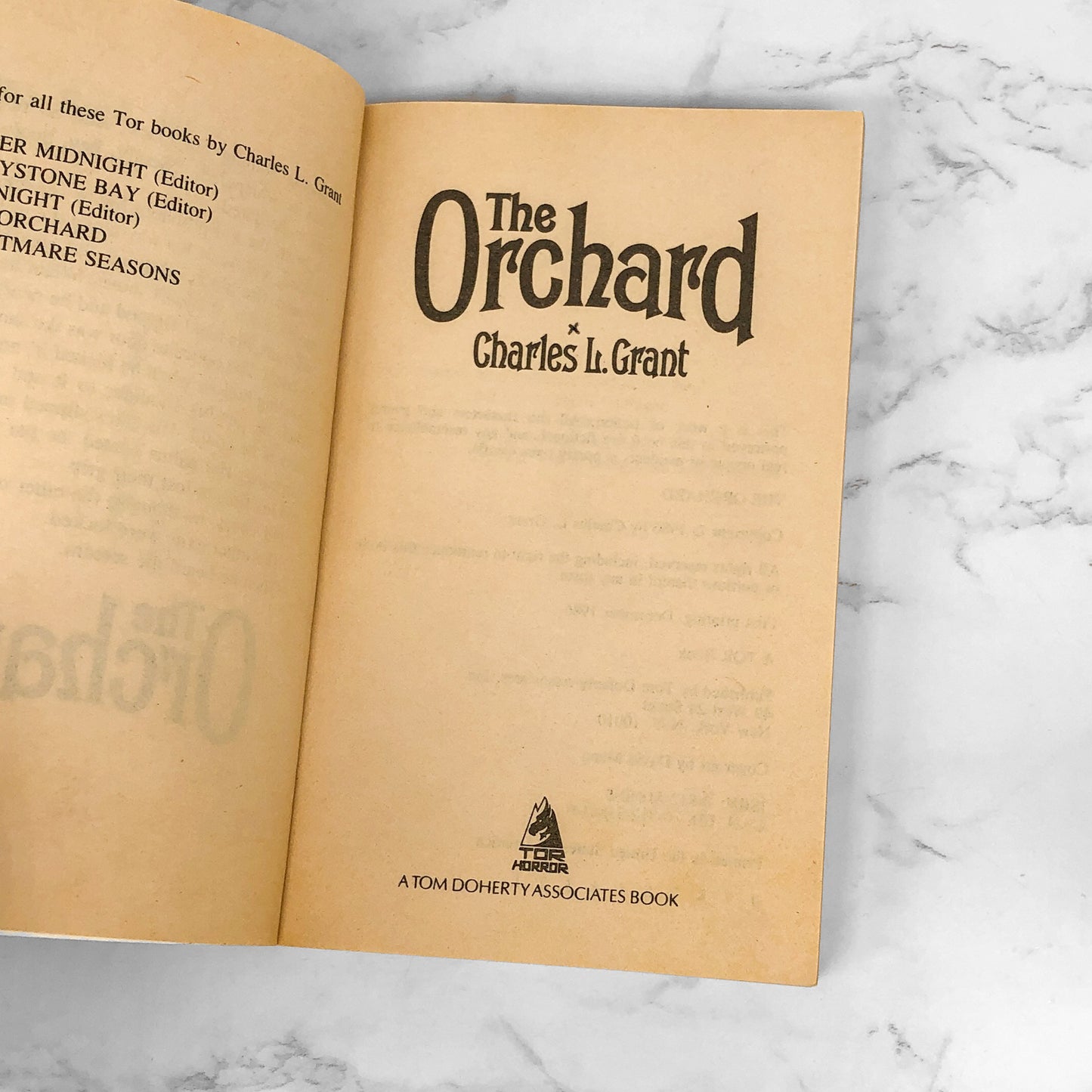 The Orchard by Charles L. Grant [FIRST PAPERBACK PRINTING] 1986 • TOR Horror
