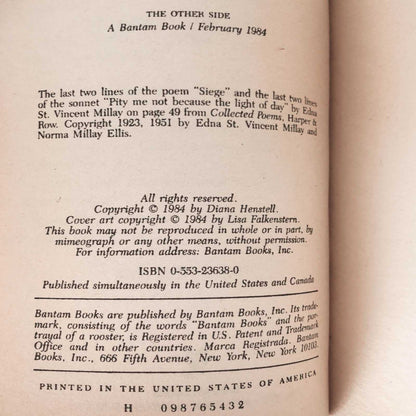 The Other Side by Diana Henstrell [1984 PAPERBACK]