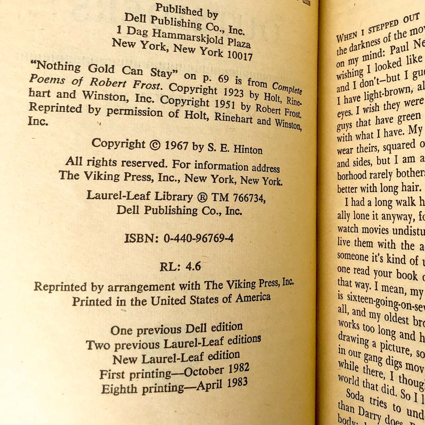 The Outsiders by S.E. Hinton [1983 MOVIE TIE-IN PAPERBACK]