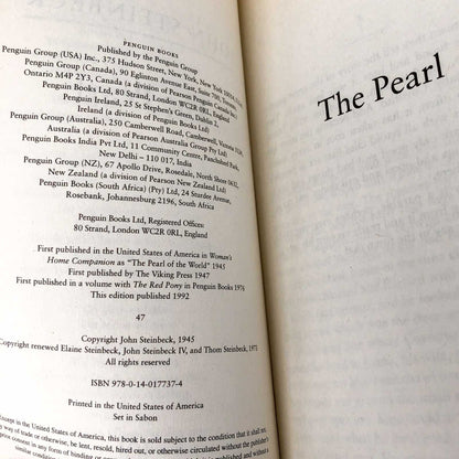 The Pearl by John Steinbeck [1992 PAPERBACK] Penguin