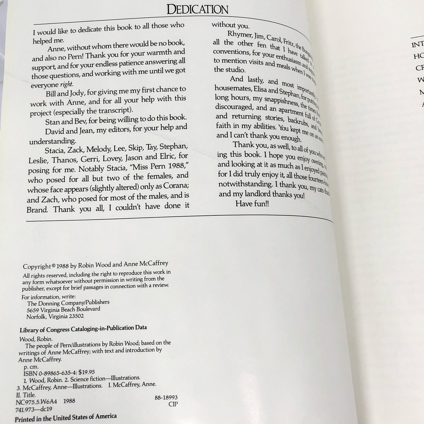 The People of Pern by Robin Wood & Anne McCaffrey [FIRST EDITION] 1988