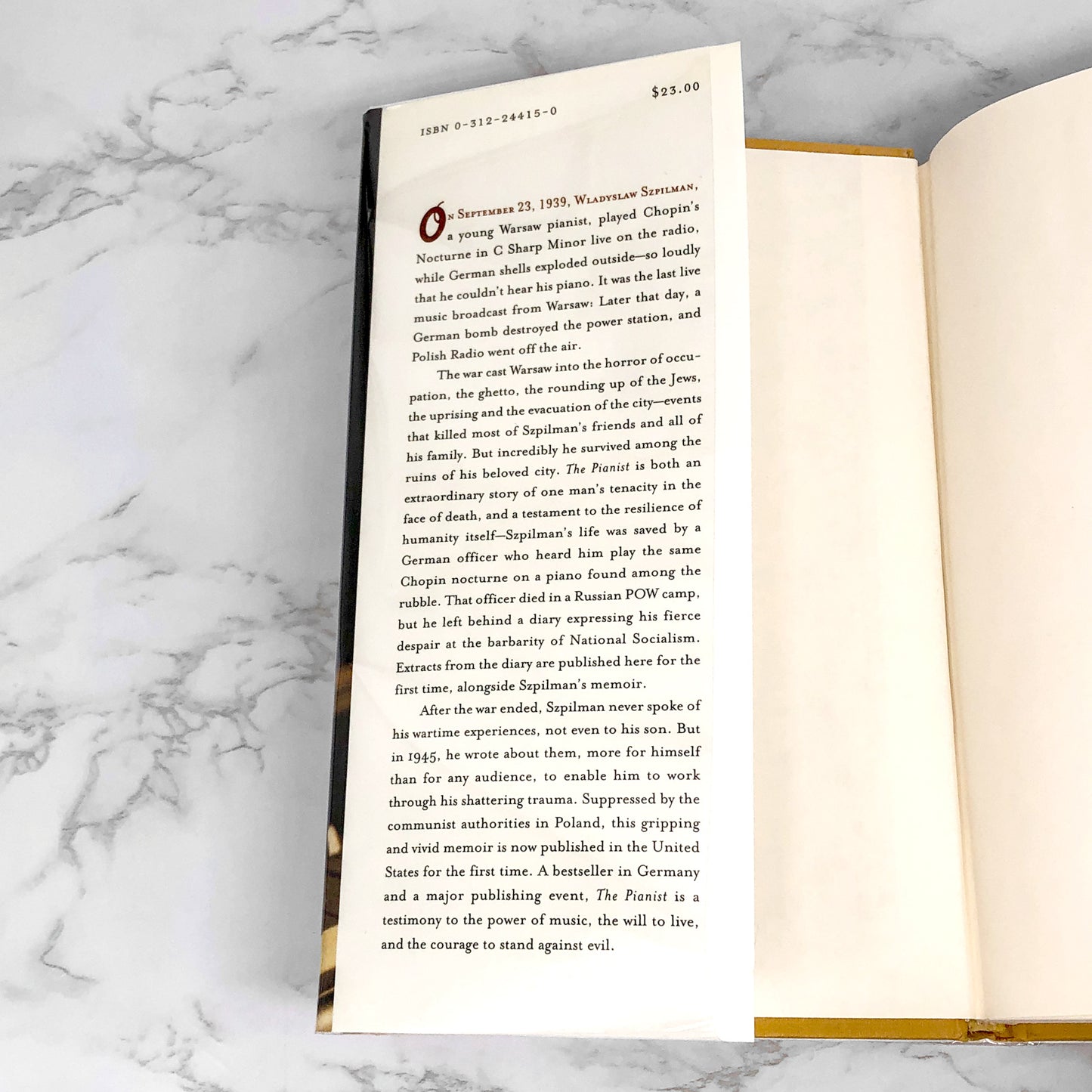 The Pianist by Władysław Szpilman [U.S. FIRST EDITION] 1999 • Picador