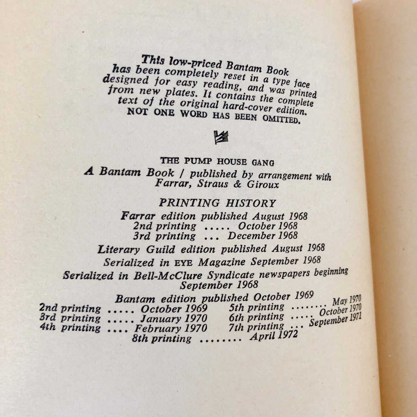The Pump House Gang by Tom Wolfe [FIRST PAPERBACK EDITION]