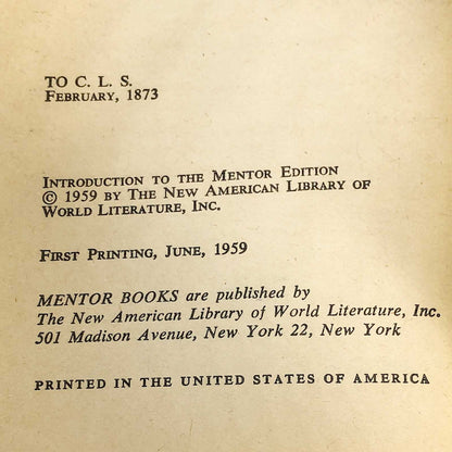 The Renaissance: Studies in Art & Poetry by Walter Pater [FIRST PAPERBACK PRINTING] 1959