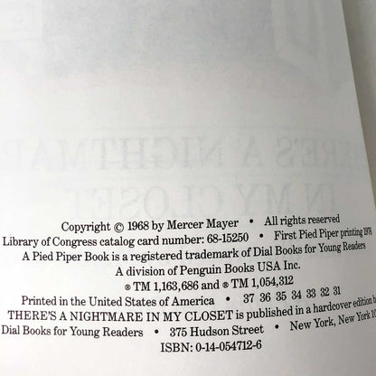 There's a Nightmare in my Closet by Mercer Mayer [XL TRADE PAPERBACK] 1976