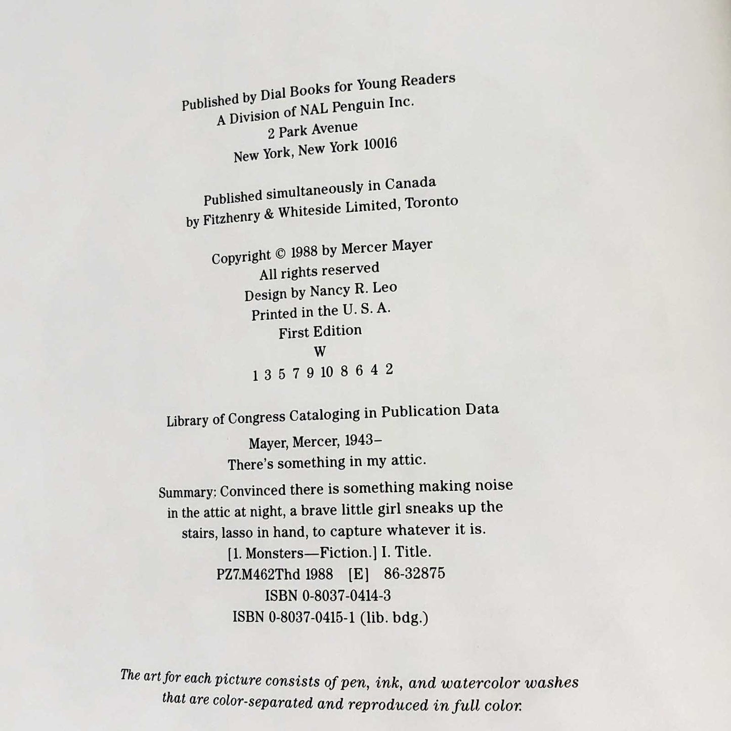 There's Something in My Attic by Mercer Mayer [FIRST EDITION • FIRST PRINTING] 1988 • Dial