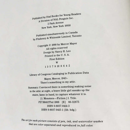 There's Something in My Attic by Mercer Mayer [FIRST EDITION • FIRST PRINTING] 1988 • Dial