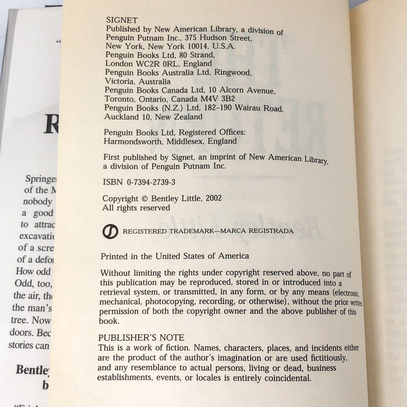 The Return by Bentley Little [FIRST EDITION HARDCOVER] 2002