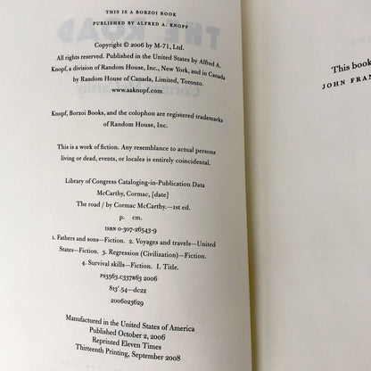 The Road by Cormac McCarthy [FIRST EDITION] 2006 • Alfred A. Knopf