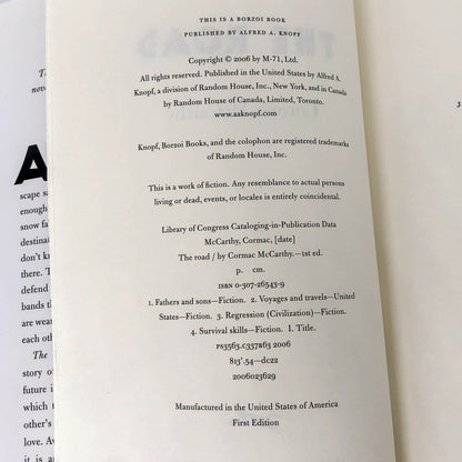 The Road by Cormac McCarthy [FIRST EDITION • FIRST PRINTING] 2006 • Alfred A. Knopf