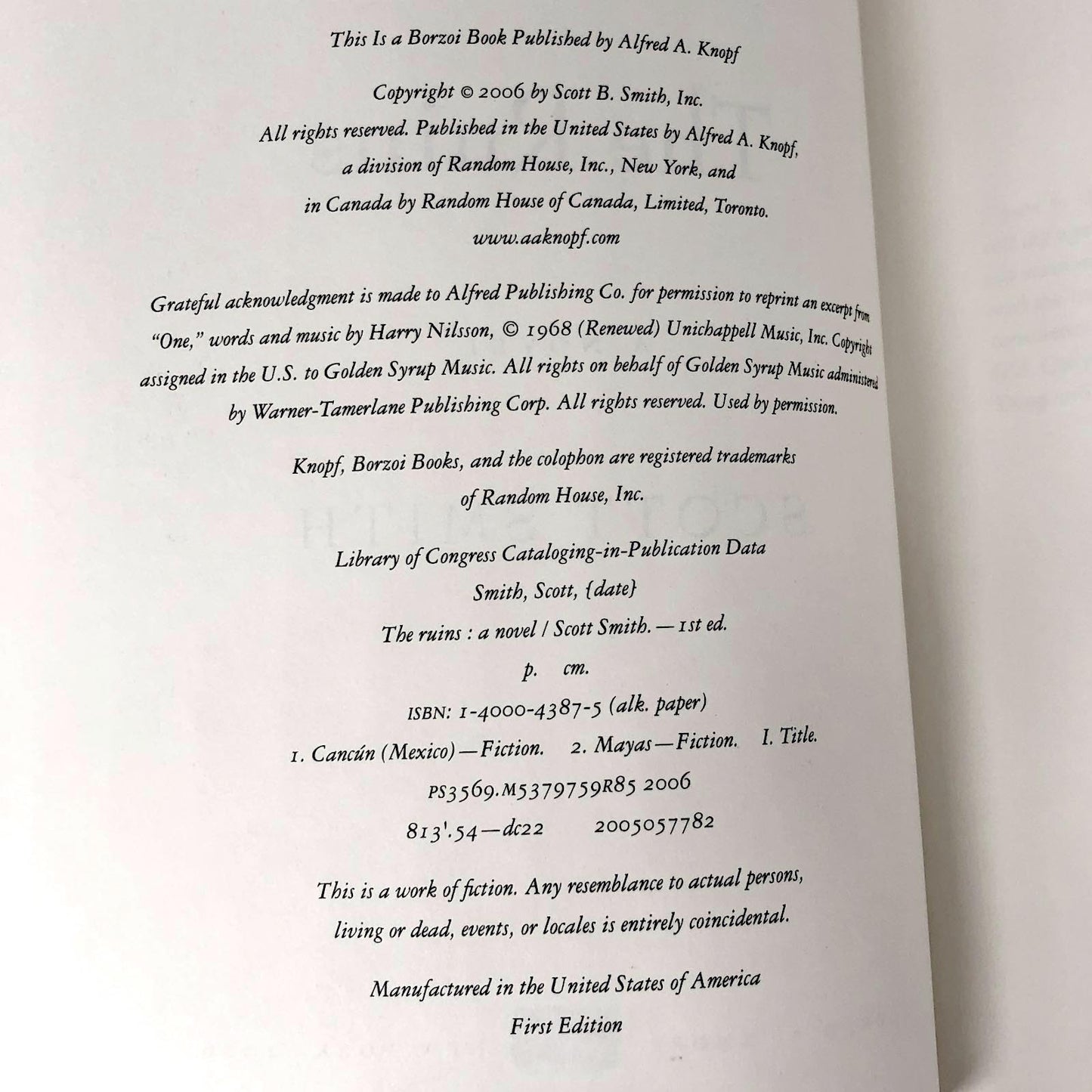 The Ruins by Scott Smith [FIRST EDITION / FIRST PRINTING] 2006