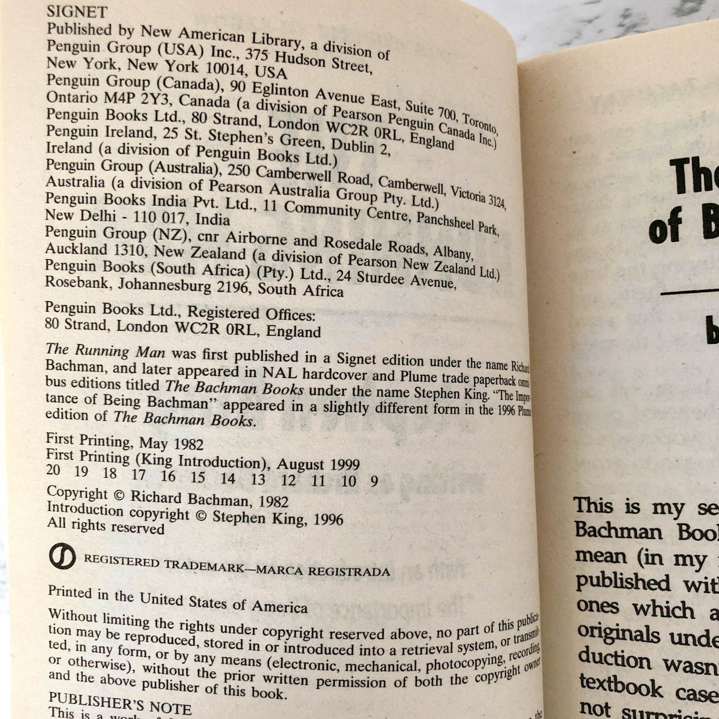 The Running Man by Stephen King [1999 PAPERBACK]