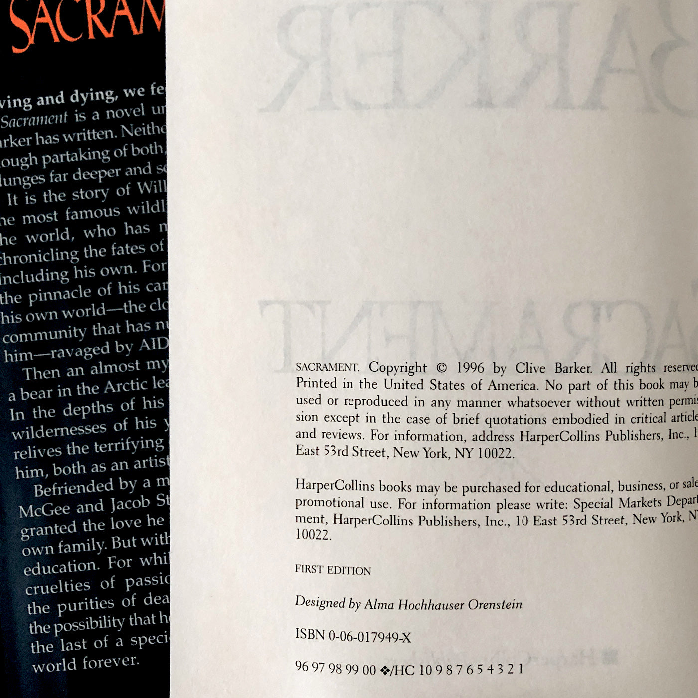 Sacrament by Clive Barker [FIRST EDITION / FIRST PRINTING]