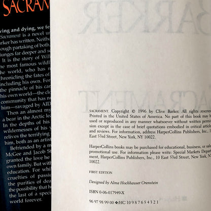 Sacrament by Clive Barker [FIRST EDITION / FIRST PRINTING]