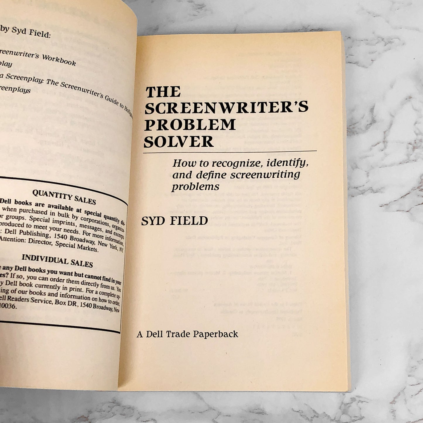 The Screenwriters Problem Solver by Syd Field [FIRST EDITION • FIRST PRINTING] 1991