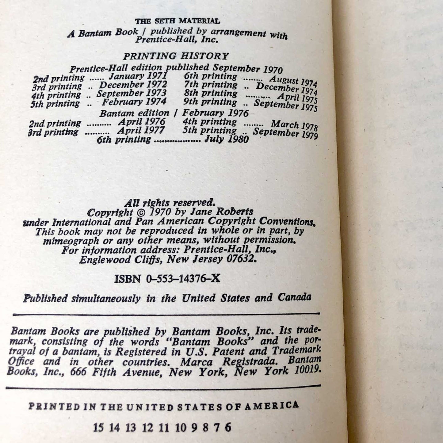 The Seth Material by Jane Roberts [1980 PAPERBACK]