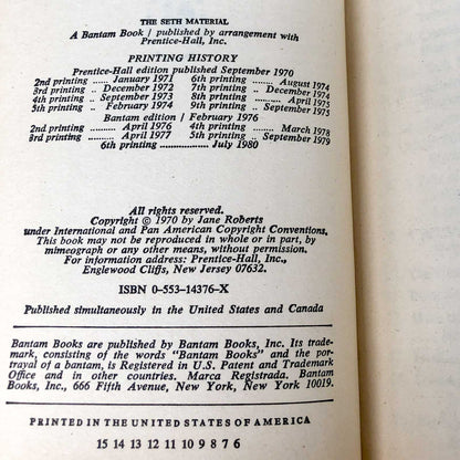 The Seth Material by Jane Roberts [1980 PAPERBACK]