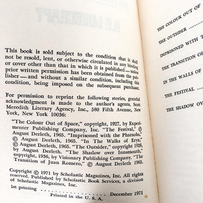 The Shadow Over Innsmouth & Other Stories of Horror by H.P. Lovecraft [FIRST EDITION / FIRST PRINTING] 1971