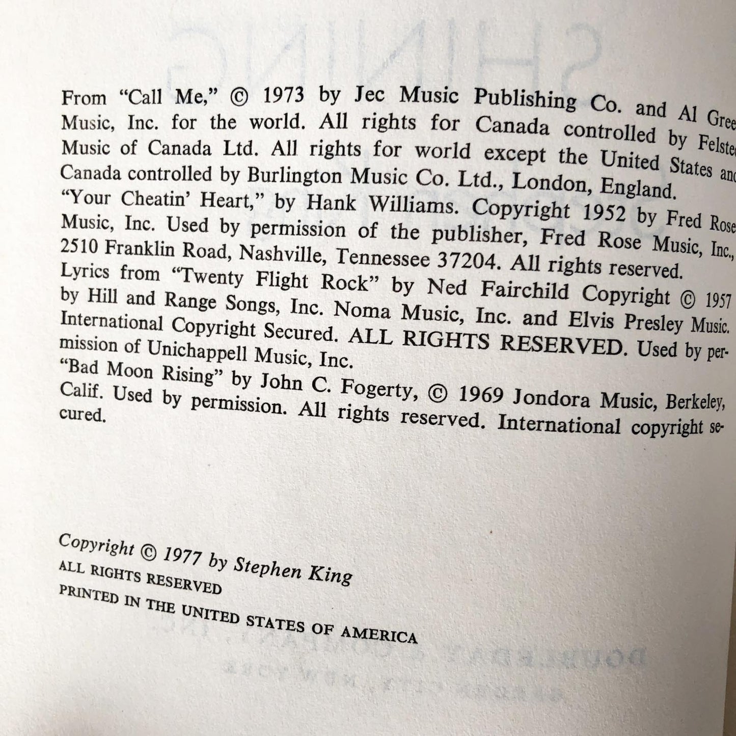 The Shining by Stephen King [BOOK CLUB EDITION / 1977]