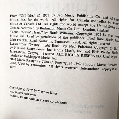 The Shining by Stephen King [BOOK CLUB EDITION / 1977]