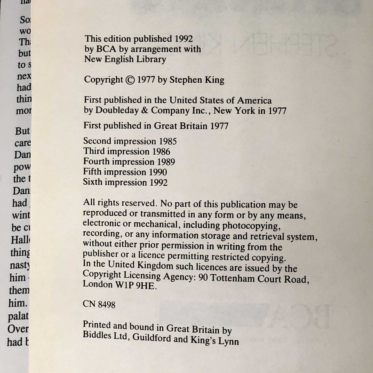 The Shining by Stephen King [RARE U.K. HARDCOVER] BCA ❧ 1992  ❧ 6th U.K. Impression