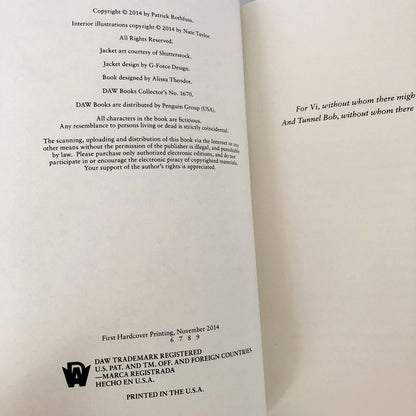 The Slow Regard of Silent Things by Patrick Rothfuss [FIRST EDITION] 2014 • DAW