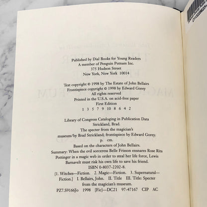 John Bellairs's Lewis Barnavelt in The Specter from the Magician's Museum by Brad Strickland [FIRST EDITION • FIRST PRINTING] 1998