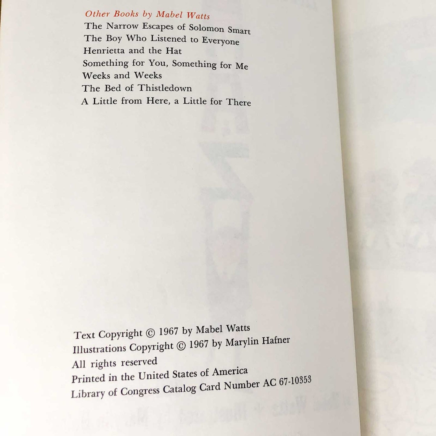 The Story of Zachary Zween by Mabel Watts & Marylin Hafner [FIRST EDITION] 1967