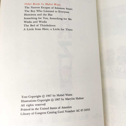 The Story of Zachary Zween by Mabel Watts & Marylin Hafner [FIRST EDITION] 1967